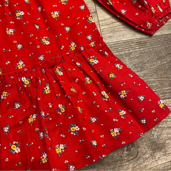 Billabong x Wrangler Falling for You Floral V-Neck Red Long Sleeve Mini Dress - Picture 9 of 16